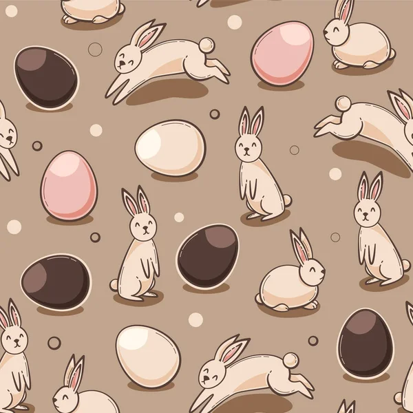 Wzór Wielkanocny Jajkiem Bunny Opływowy Kształt — Wektor stockowy