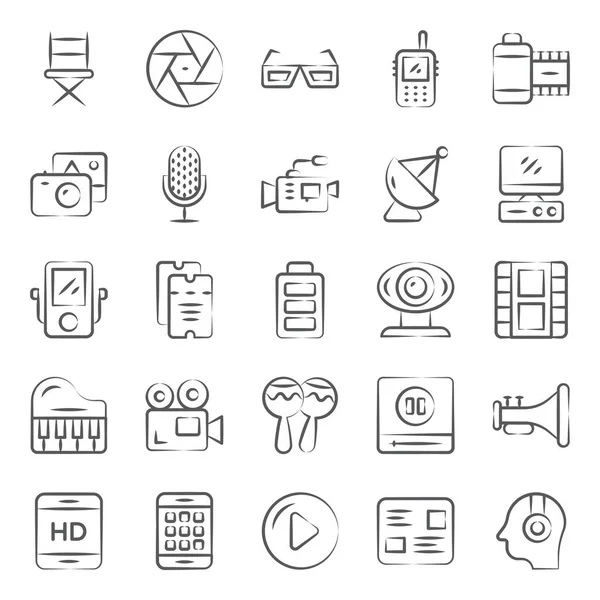 Here Bring Amazing Set Media Cinematography Entertainment Multimedia Icons Simple — Stock Vector