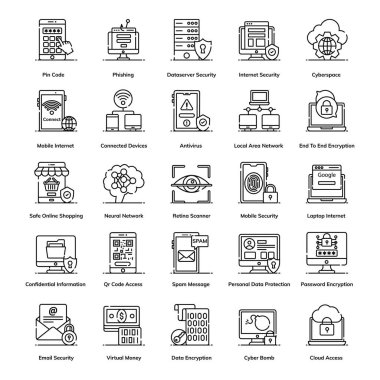 Burada inanılmaz bir siber güvenlik çizgisi ikonu seti var. Bu simgeler yaratıcı bir şekilde düzenlenebilir kalitede tasarlanmıştır, bu vektörleri süper kullanışlı bulacaksınız. A almak için ayarlanmış olmalı!