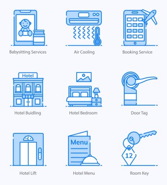 Düzenlenebilir kalitede otel servis simgesi burada. Her ikonun içinde detaylandırılmış serin bir paket. Mutlu Tasarım!