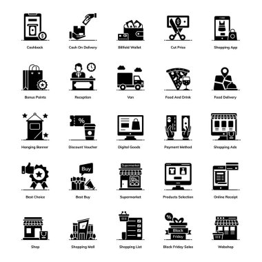 Etrade glyph Simge Vektörleri Paketi 