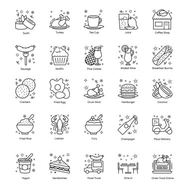 Yiyecek ve içecek kuyruğu Simgeler Paketi