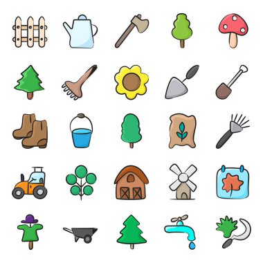 Çiftçi Doodle Simgeleri Paketi 