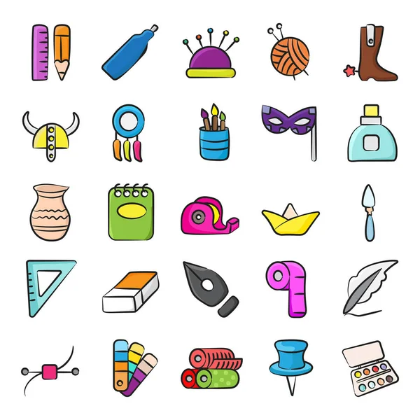 Equipamento Costura Doodles Pack — Vetor de Stock