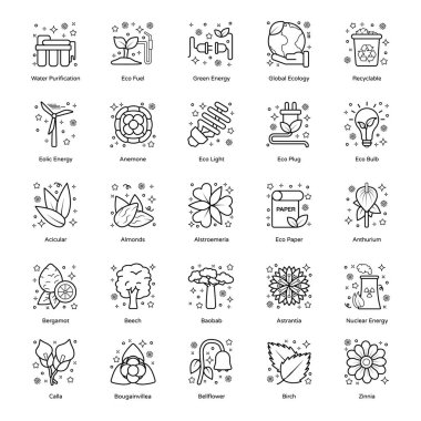 Doğa Çizgisi Simgeleri Paketi 