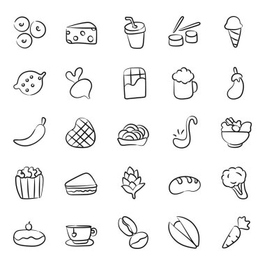 Fırın Malzemeleri Paketi Doodle Simgeleri 