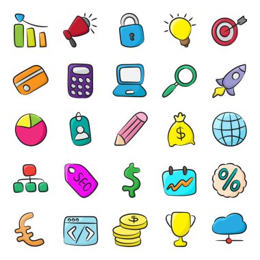 Modern Doodle Biçimli İş Simgeleri 