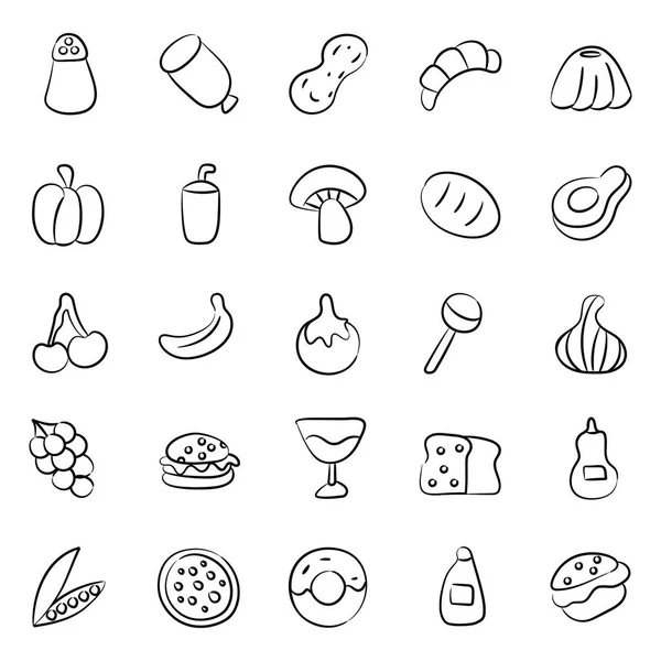 Pack Meal Doodle Icons — стоковый вектор