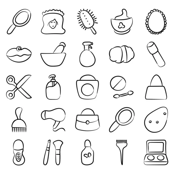 Accesorios Moda Doodle Iconos Pack — Vector de stock