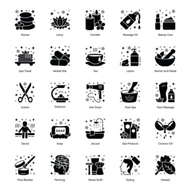 Spa aksesuarları katı Simgeler Paketi 