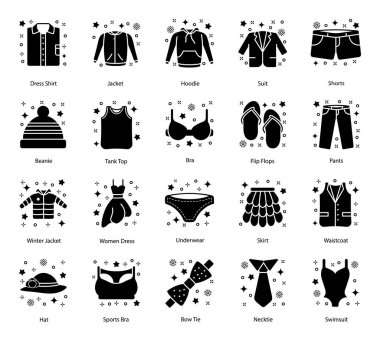 Moda Aksesuarları Paketi Katı Simgeler 
