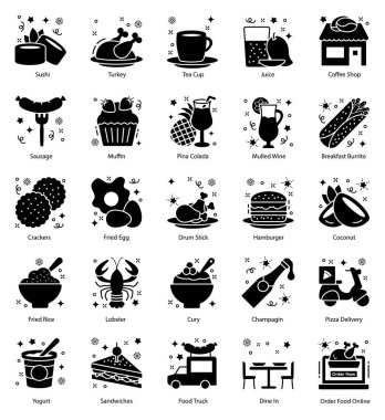 Gıda ve İçecekler Kabartma Simgeleri Paketi