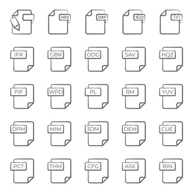 An ultimate files and folders types line icons set is designed with a brushstroke style which is perfectly suited for web, apps, education, business and many more. clipart
