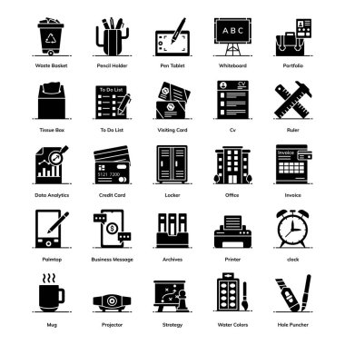 Modern Katı Biçim Paketinde Ofis Malzemeleri 