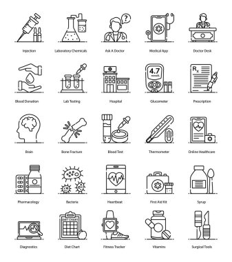 Tasarım projeniz için tıbbi ve laboratuvar malzemeleri getirdik. Bu sette ilk yardım ve hastaneyle ilgili tüm ekipmanlar var. Bu seti alın ve sağlık, hastane ve tıbbi projelerin tasarımının keyfini çıkarın.