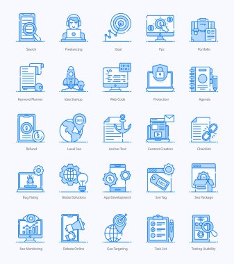 SEO simgelerinden oluşan bu paket, küresel çözümler ve en iyi web sitesi sıralamasında yardımcı olan bir dizi farklı görsel ortamda en iyi optimizasyon hizmetlerini sunmaktadır. Bu işe yarar paketi alma fırsatını kaçırmayın.!