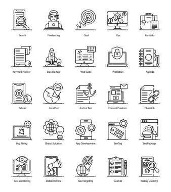 SEO simgelerinden oluşan bu paket, küresel çözümler ve en iyi web sitesi sıralamasında yardımcı olan bir dizi farklı görsel ortamda en iyi optimizasyon hizmetlerini sunmaktadır. Bu işe yarar paketi alma fırsatını kaçırmayın.!