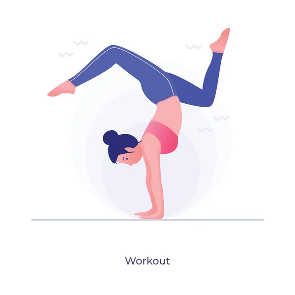 Weiblich Yoga Übungspose Flache Darstellung Des Trainings — Stockvektor