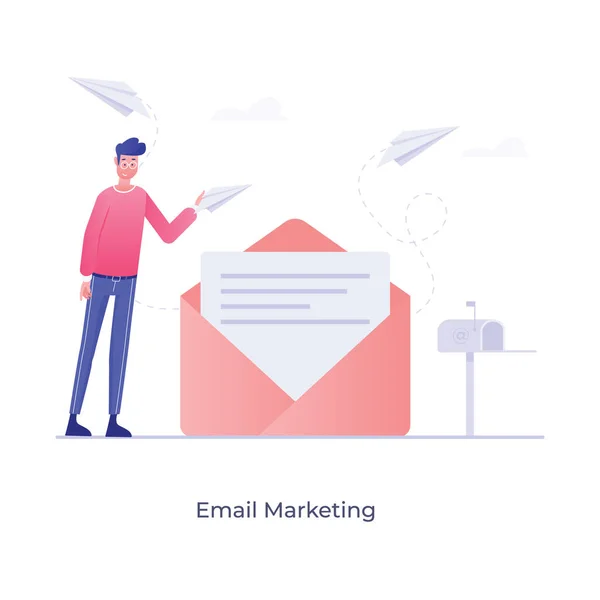Illustration Plate Email Marketing Promotion Numérique — Image vectorielle