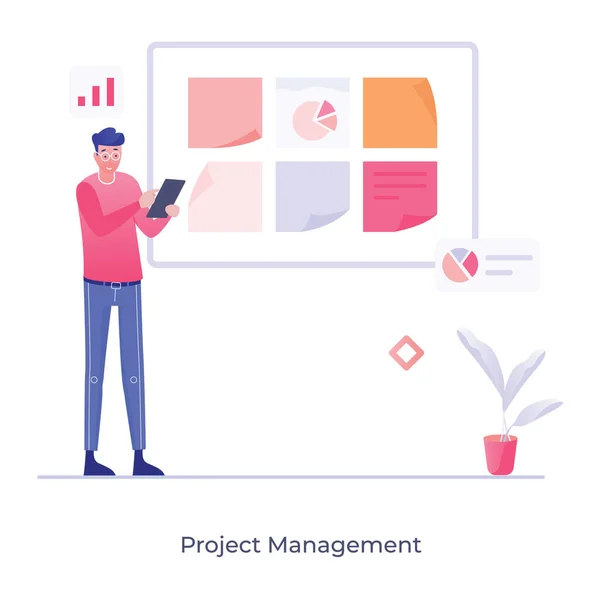 Illustratie Ontwerp Van Projectmanagement Platte Vector — Stockvector