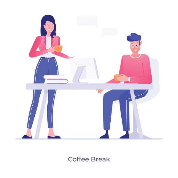 Coffee Break Ilustrační Design Čaj Break Vektor Styl — Stockový vektor