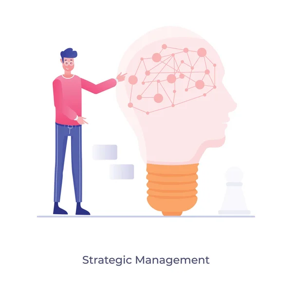 Network Nodes Human Head Strategic Management Illustration Design — Stock Vector