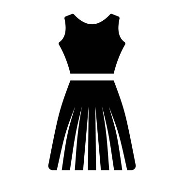 Kolsuz elbisenin düz simgesi, kadın giyimi. 