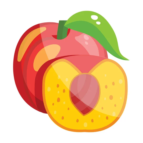 Pulpy Sweet Fruit Flat Icon Peach — Stock Vector