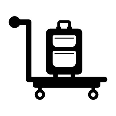 Bagajın simge tasarımı, itme arabasının vektörü