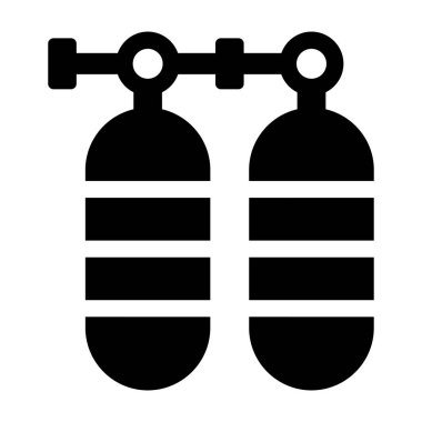 Oksijen tanklarını gösteren silindir şeklindeki şişe kapları 