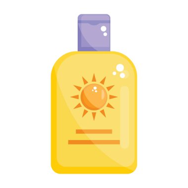 Bir şişe krem ve güneş kremini temsil eden güneş kremi. 