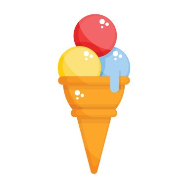 Lezzetli bir dondurma külahı, tatlı tatlı vektörü. 