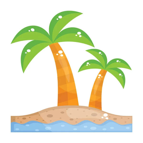 Tropical Area Palm Tree Rest Place Showing Idea Beach Island — Stock Vector