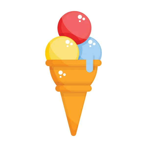 風味のアイスクリームコーン 甘いデザートのベクトル — ストックベクタ