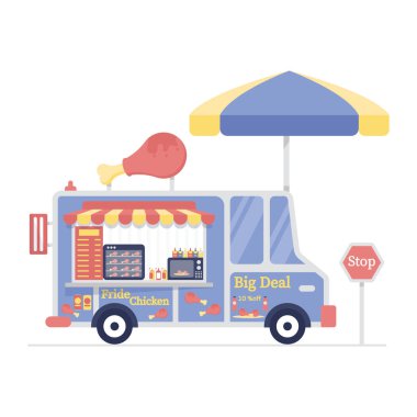 Kızarmış tavuk budu, fırında pişmiş tavuk çizimi tasarımı. 