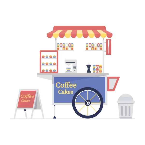 Een Wegwerp Koffieshop Illustratie Ontwerp Food Cart Bewerkbare Stijl — Stockvector