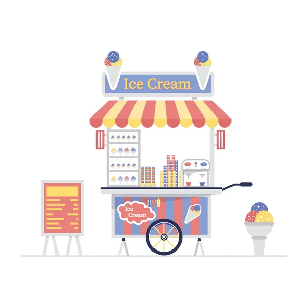 Estilo Vector Carro Helado Concepto Quiosco Helado — Archivo Imágenes Vectoriales