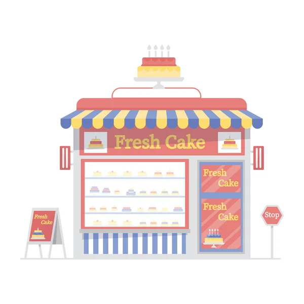 Une Illustration Magasin Gâteau Dans Style Plat Mode — Image vectorielle