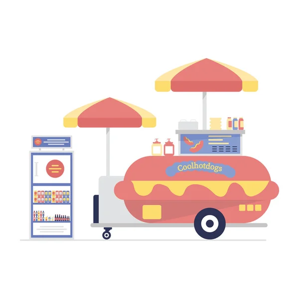 Lebensmittel Vektordesign Straßenrand Verkäuferwagen Illustration — Stockvektor