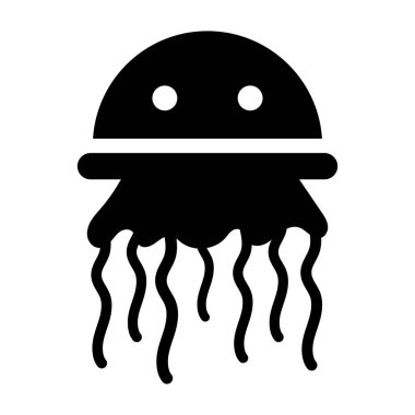 Modern düzenlenebilir dizaynda denizanasının şirin simgesi 