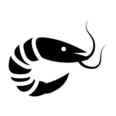 Karides simgesinin düz tasarımı, deniz ürünleri vektörü 