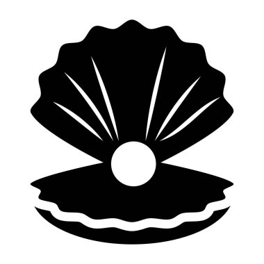 Yumuşak yumuşakça bir yapı kabuğunda inci tasvir eden parlak parlak bir inci, istiridye ikonu.