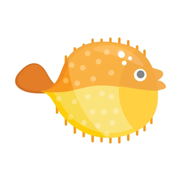 Χαριτωμένο Μοντέρνο Σχεδιασμό Του Φουσκωτού Εικονίδιο Ψάρια — Διανυσματικό Αρχείο