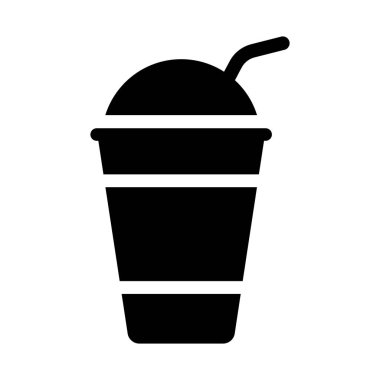 İçinde pipet olan köpüklü bir bardak, moda bir ikon.