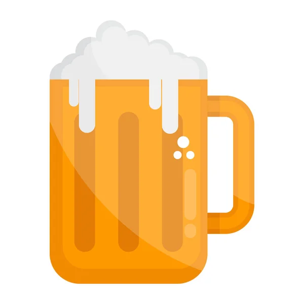 Large Pitcher Glass Beer Flat Icon Beer Mug — Stock Vector