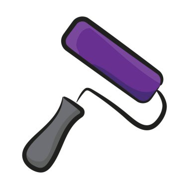 Boya silindirinin düz simgesi, duvar sanatı aksesuarı 