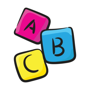 Karalama dizaynında alfabe blokları, anaokulu eğitim vektörü.