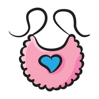 Yeni doğan giysi aksesuarı, bebek önlüğü tasarımı simgesi.