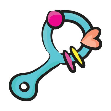 Çocukların çıngırak ve gürültü vektörlerinin karalama simgesi tasarımı 