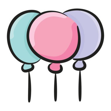 Parti dekorasyonu ve balon vektörü çizilmiş 